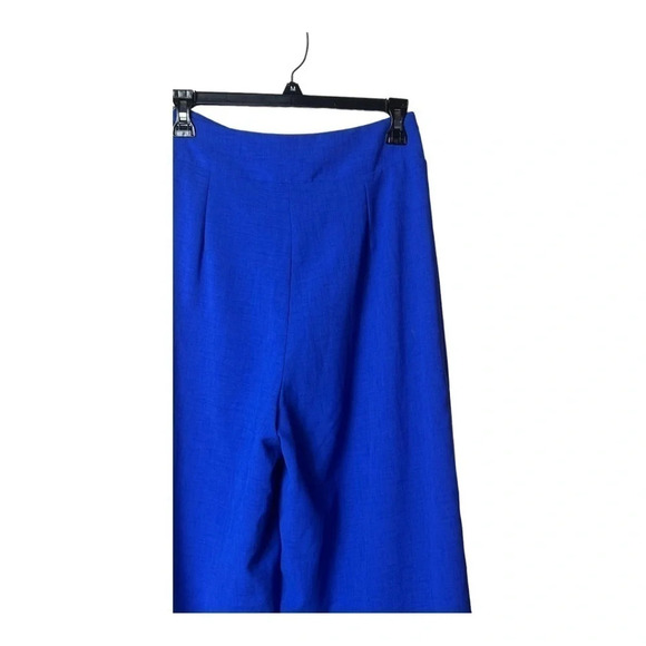 1381. L’ATISTE BY AMY HIGH WAIST WIDE LEG PANTS BRIGHT ROYAL BLUE IN COLOR SMALL - Picture 7 of 9